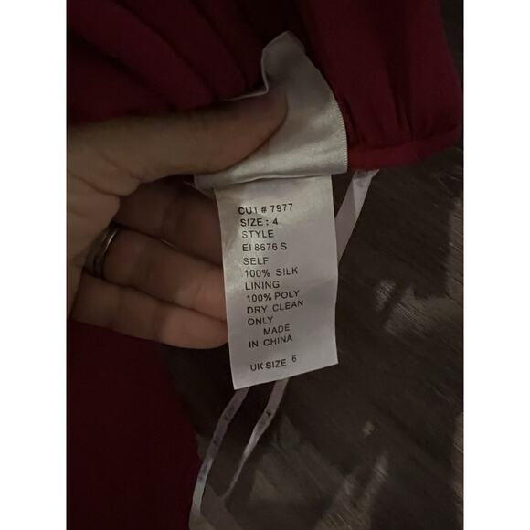 Tadashi pleated silk fitted Cocktail Dress 6 Red Party Prom Vintage - Picture 4 of 12